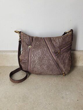 Vintage Marc Jacobs Pebbled Lamb Leather multi-zip Shoulder Hobo Bag brown/mauve